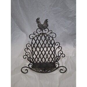 Silver Metal Cookbook Stand Farmhouse Rustic, Rooster/Chicken